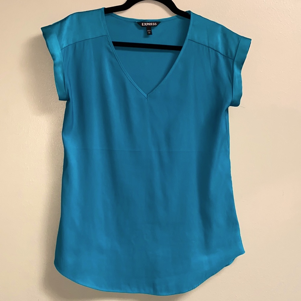 Express V-Neck Top, Teal